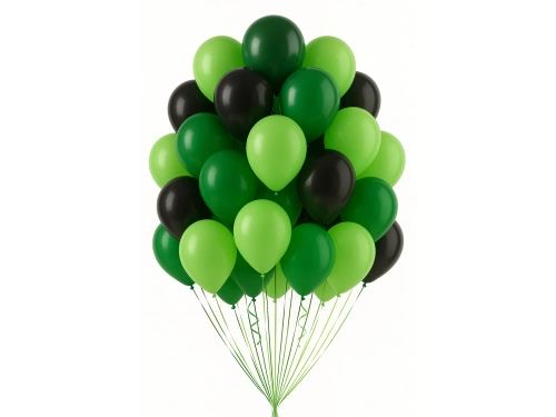 Set de baloane din latex verde și negru - mediu - 30 buc.