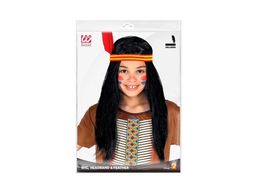 Peruca indiană cu bentiță și pană