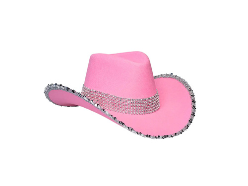 Pălărie de cowboy cu paiete roz - 1 buc.