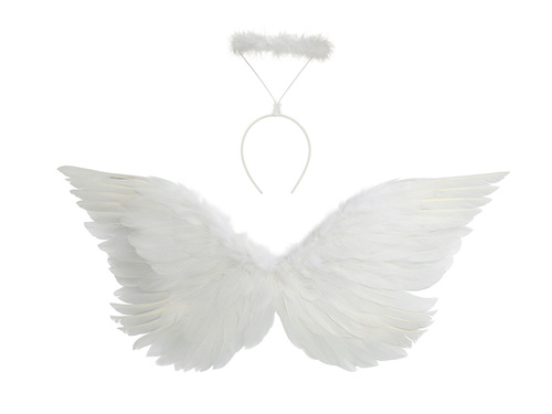 Set de aripi de înger alb 70 x 35 cm și Aureole