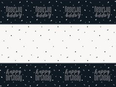 Față de masă neagră Happy Birthday - 137 x 213 cm - 1 buc.