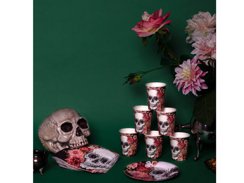 Pahare de hârtie Halloween Mexican Skull - 210ml 10pcs