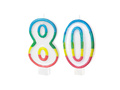 Lumânări numerice cu o margine colorată numărul 80 - 8,5 cm - 2 buc.