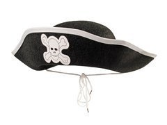 Pălărie de pirat cu craniu alb - 1 buc.