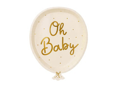 Oh Baby balon farfurii de hârtie - 22 cm - 6 buc.