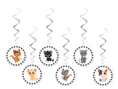 Decorațiune agățată pentru pisici aniversare - 6 buc.