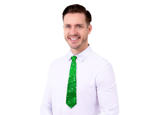 Cravată cu paiete - verde - 36 cm - 1 buc.