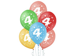 Baloane din latex cu numărul patru 4 - mix - 30 cm - 5 buc.