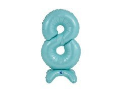 Balon din folie cu numărul 8 în picioare albastru pastel - 64 cm - 1 buc.