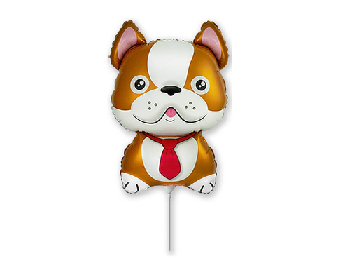 Balon cu băț din folie maro Bulldog - 32 x 23 cm - 1 buc.
