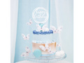 Topper pentru tort Happy Birthday argintiu - 1 buc.