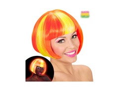 Peruca Valentina galben neon cu accente portocalii