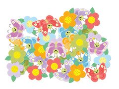 Confetti de primăvară Flori și fluturi - 36 buc