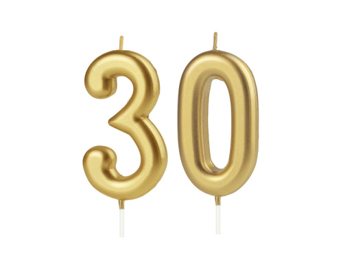 Lumânări numerice aurii - 30 - 2 buc.