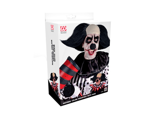 Cască de clovn sinistru cu păr negru