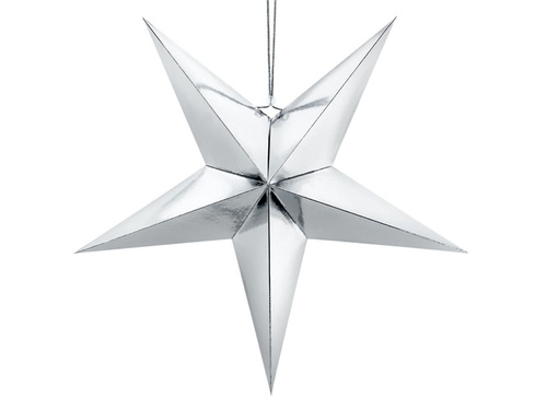 Decorațiune de agățat cu stea din hârtie argintie - 70 cm