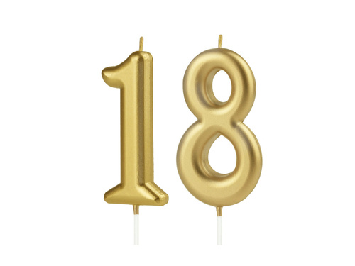 Lumânări numerice aurii - 18 - 2 buc.
