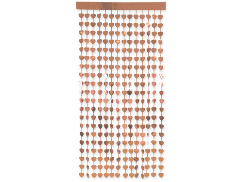 Perdea de inimi roz auriu metalic - 100 x 200 cm