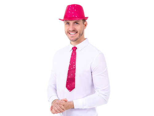 Cravată cu paiete - roz - 36 cm - 1 buc.