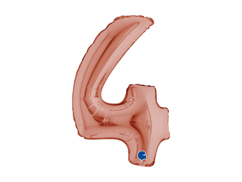 Balon din folie numărul 4 roz auriu - 14" - 1 buc.