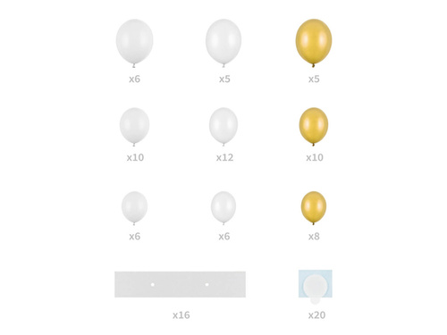 Ghirlandă de baloane albe și aurii cu un cadru Heart - 104 elemente