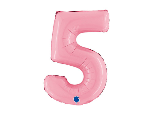 Balon din folie numărul 5 roz pastel - 14" - 1 buc.