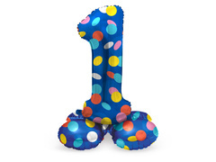 Balon din folie cu numărul 1 în picioare Dots - 41 cm - 1 buc.