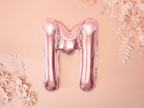 Balon din folie litera "M" roz și auriu - 35 cm