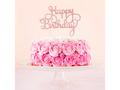Topper de tort Happy Birthday sclipici roz auriu - 1 buc.