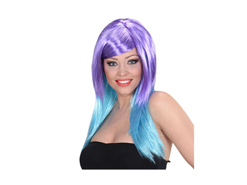 Peruca bicoloră mov și turcoaz