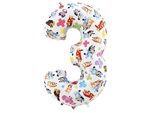 Balon albastru cu numărul 3 - 45x75 cm - 1 buc.