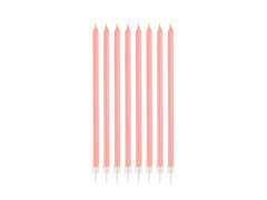 Lumânări de aniversare roz perlat - 15,5 cm - 8 buc.