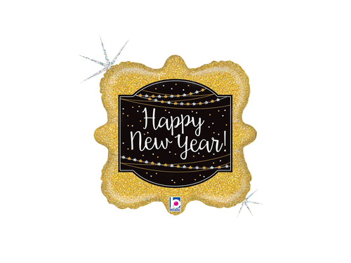 Balon de folie cu ramă pentru Anul Nou Fericit - 16" - 1 buc.
