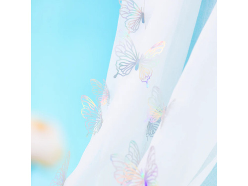 Abțibilduri argintii holografice cu fluturi întredeschiși - 12 buc.