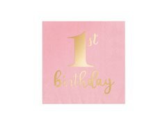 Șervețele pentru prima zi de naștere roz - 33 cm - 10 buc.