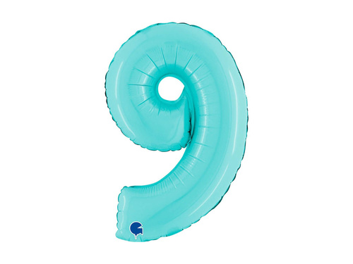 Balon din folie numărul 9 albastru pastel - 14" - 1 buc.
