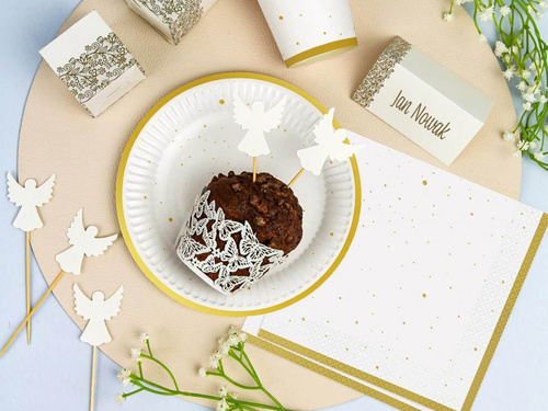 Șervețele albe cu puncte aurii - 33 cm - 20 buc.