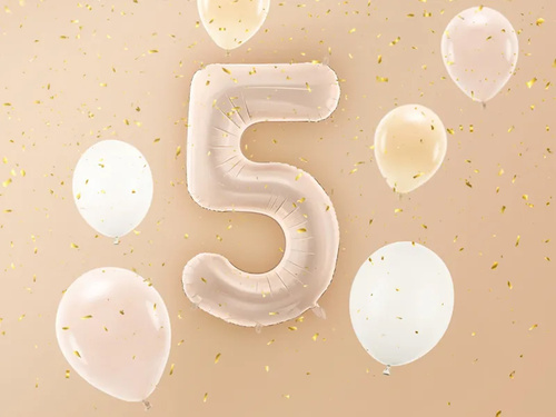 Balon din folie numărul 5 bej închis - 72 cm - 1 buc.