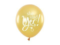 Baloane din latex auriu Ea a spus da! - 30 cm - 5 buc.