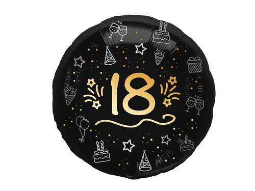 Balon din folie pentru petrecerea de 18 ani cu imprimare - 45 cm - 1 buc.
