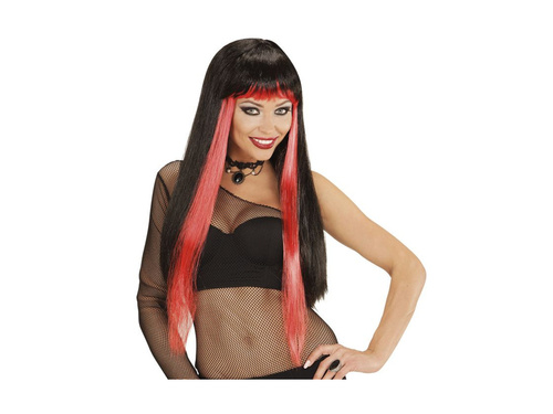 Peruca Gothic Glam negru și roșu