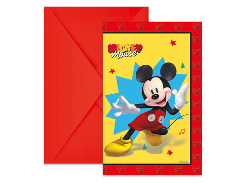 Invitații aniversare Mickey Mouse - 6 buc.