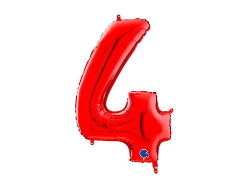 Balon din folie numărul 4 roșu - 66 cm - 1 buc.