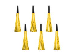 Fluier de trompetă derulat cu ciucuri aur - 6 buc