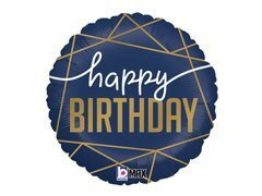 Balon folie albastru marin Happy Birthday - 46 cm - 1 buc.