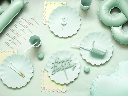 Topper pentru tort Happy Birthday verde - 16,5 x 18 cm - 1 buc.