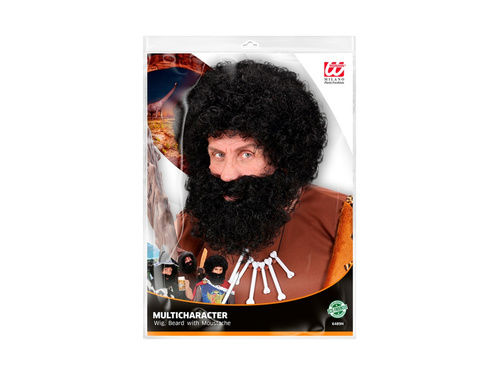 Knecht Ruprecht peruca neagră cu barbă