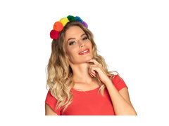 Bentiță cu pompoane curcubeu