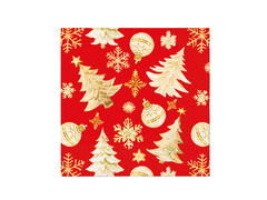 Șervețele roșii imprimate de Crăciun - 33 cm - 20 buc.