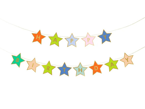 Banner Stars Happy Birthday - 260 x 16.5 cm - 1 buc.